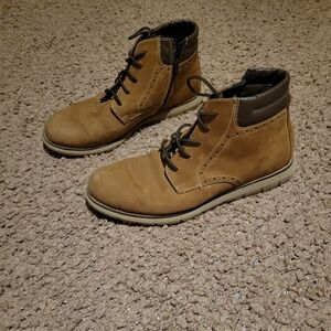 🔥🔥HP🔥🔥WOMENS JOHNSON & MURPHY LEATHER EATON PLANT TOE BOOTS KHAKI SIZE 6.5